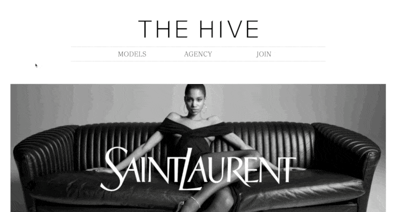 Hive model agency website on desktop